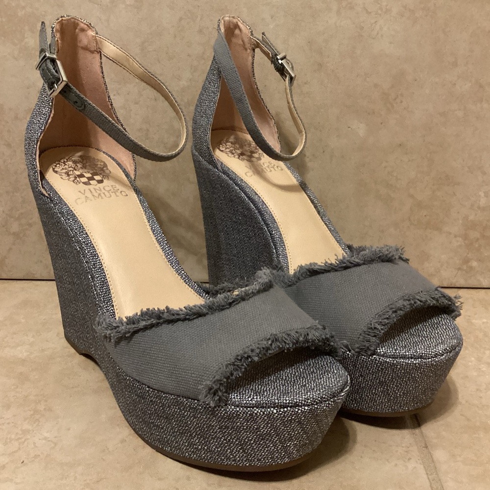 Gray Wedge Sandals